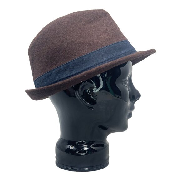 Mega Cap Short Brim Fedora Hat 60% wool 40% Rayon Size M Brown - Picture 3 of 9